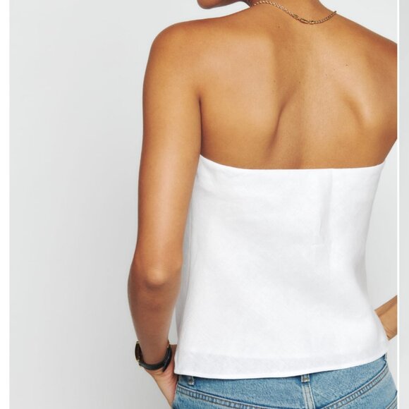 Reformation White Strapless Linen Top - Picture 3 of 7
